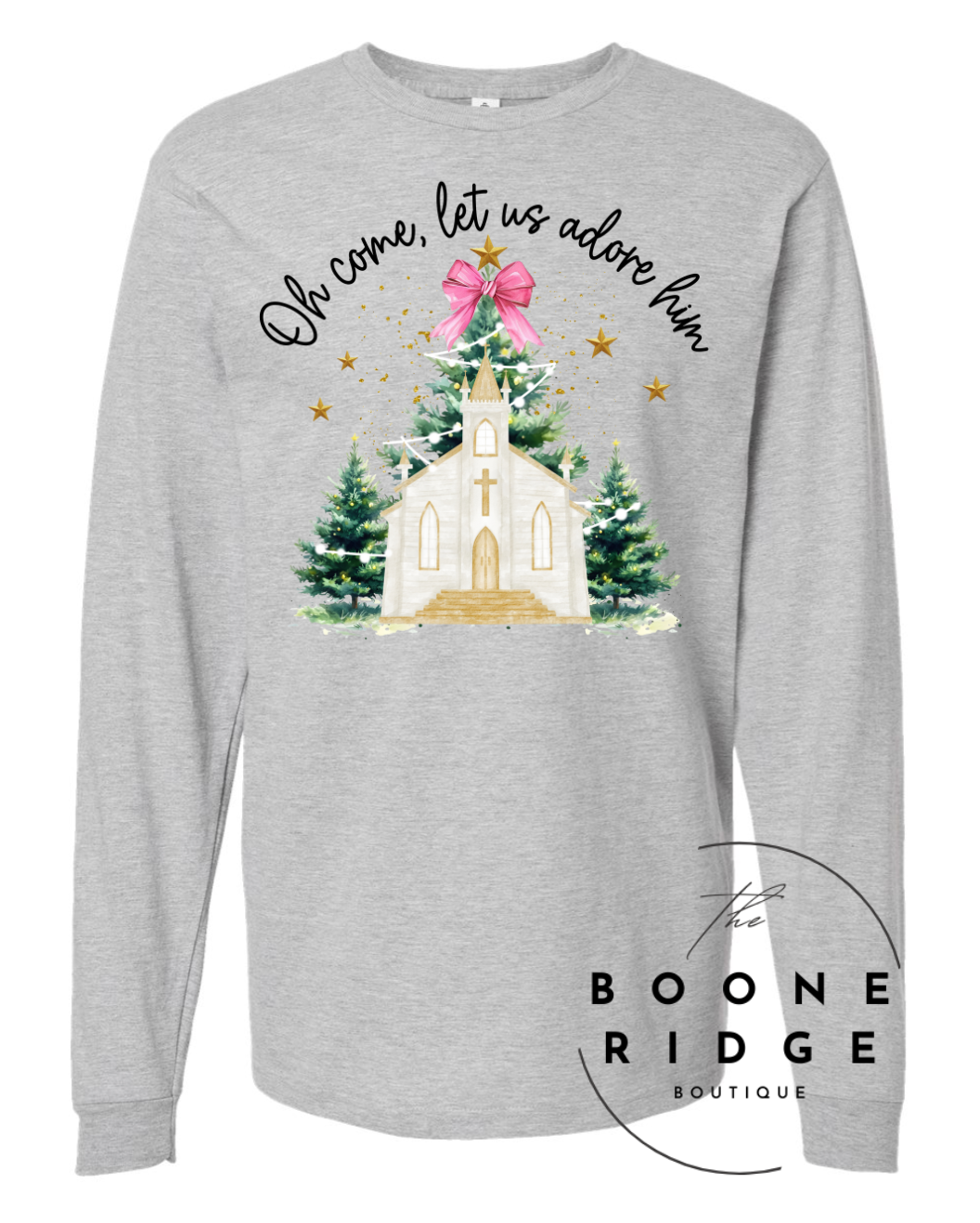 Christmas Long Sleeve Tshirt- Gray