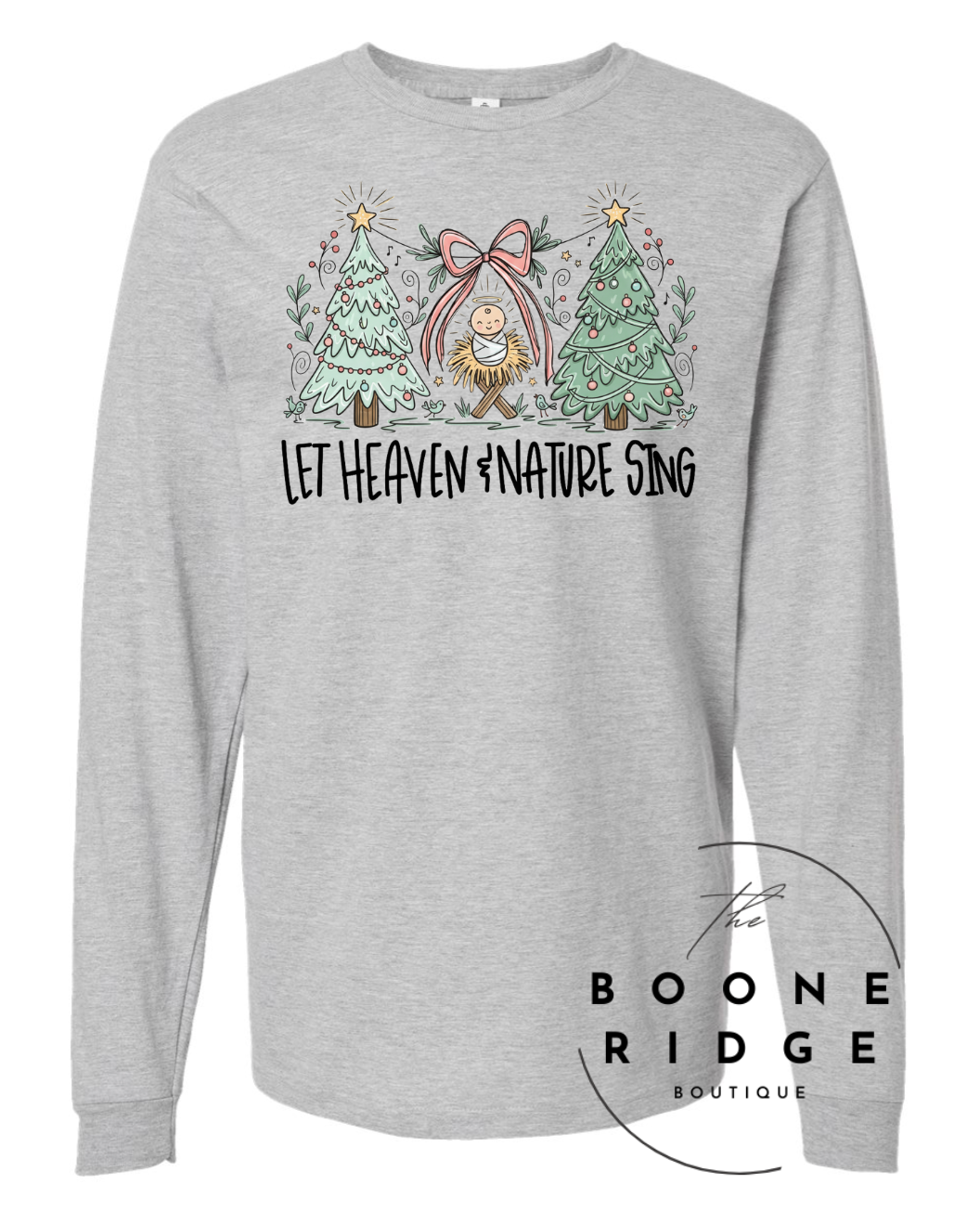 Christmas Long Sleeve Tshirt- Gray