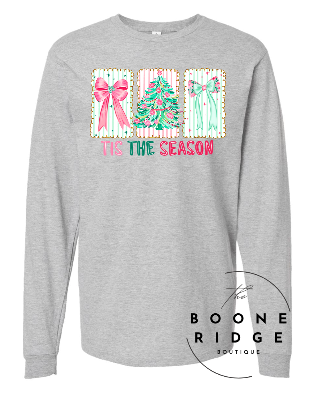Christmas Long Sleeve Tshirt- Gray