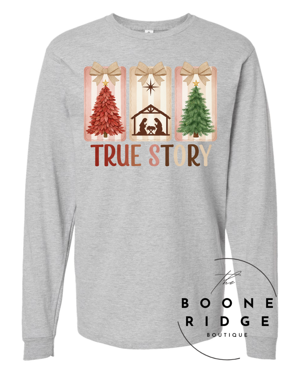 Christmas Long Sleeve Tshirt- Gray