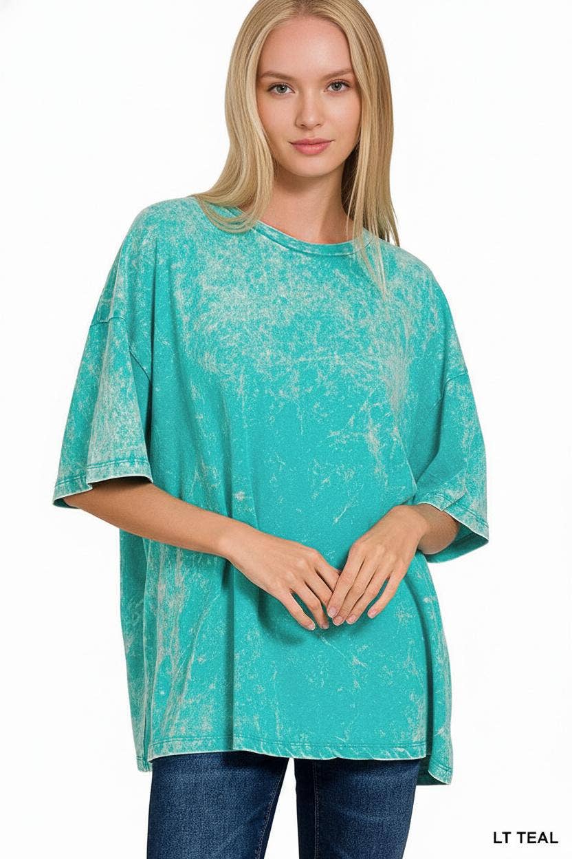 Zenana Acid Washed Cotton Oversized Tee