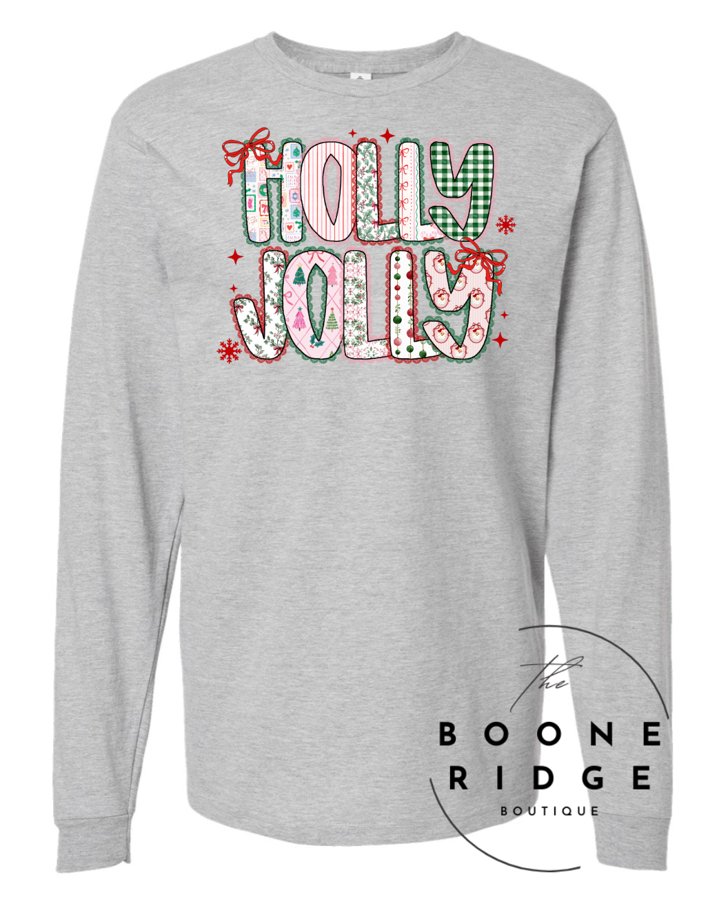 Christmas Long Sleeve Tshirt- Gray