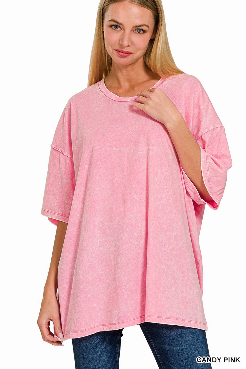 Zenana Acid Washed Cotton Oversized Tee