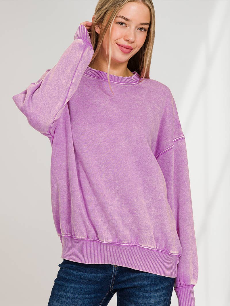 Snow Wash Fleece Pullover Sweatshirt