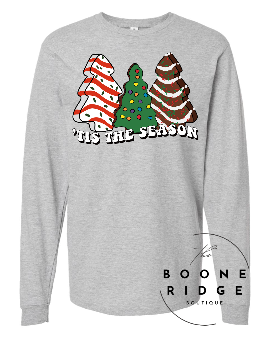 Christmas Long Sleeve Tshirt- Gray
