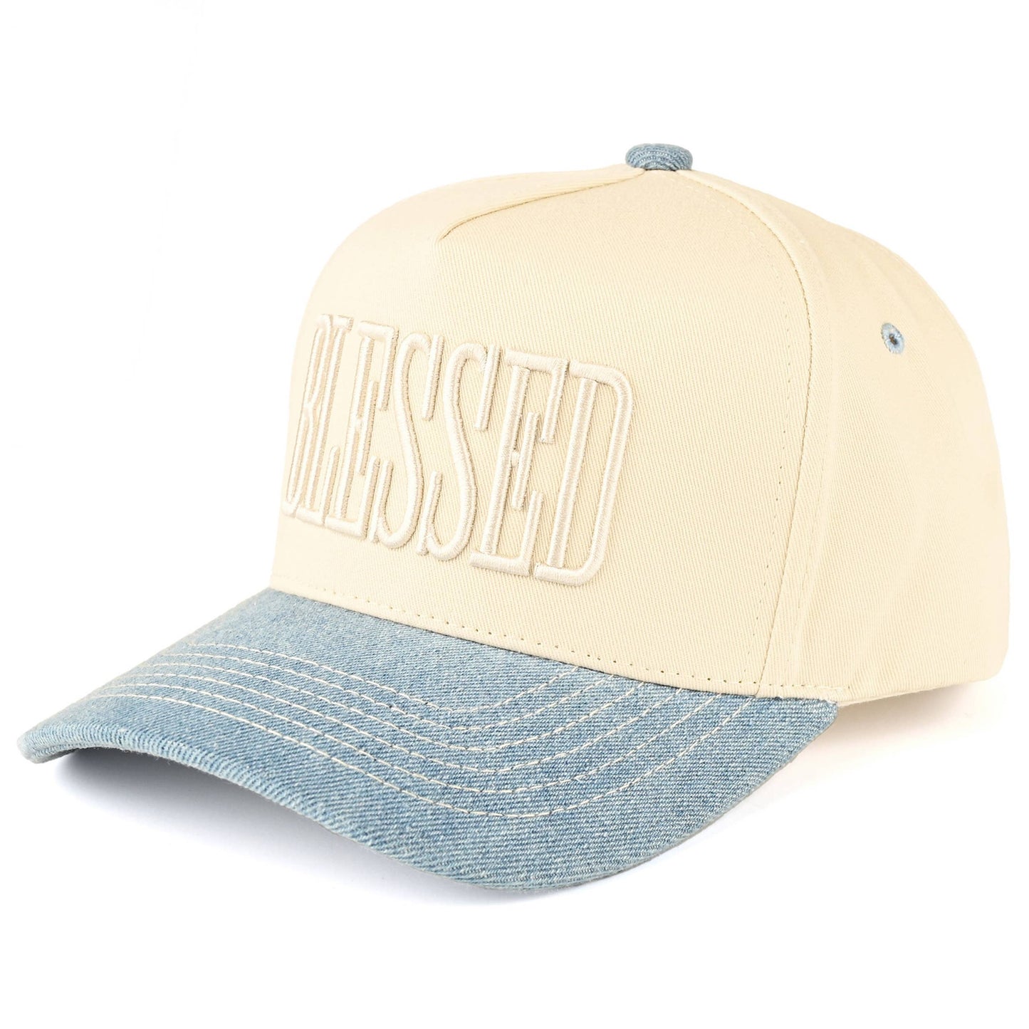 C.C BLESSED Letter Embroidered Two Tone Trucker Hat Cap