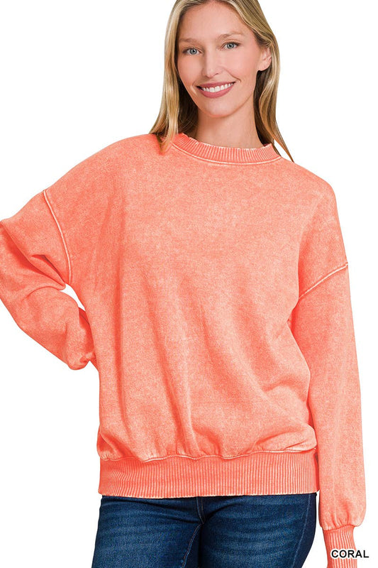 Snow Wash Fleece Pullover Sweatshirt