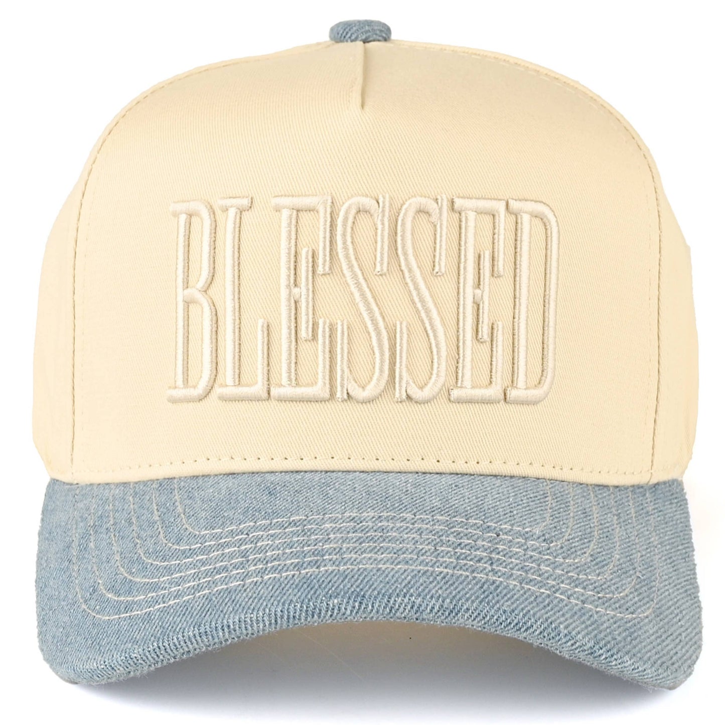 C.C BLESSED Letter Embroidered Two Tone Trucker Hat Cap