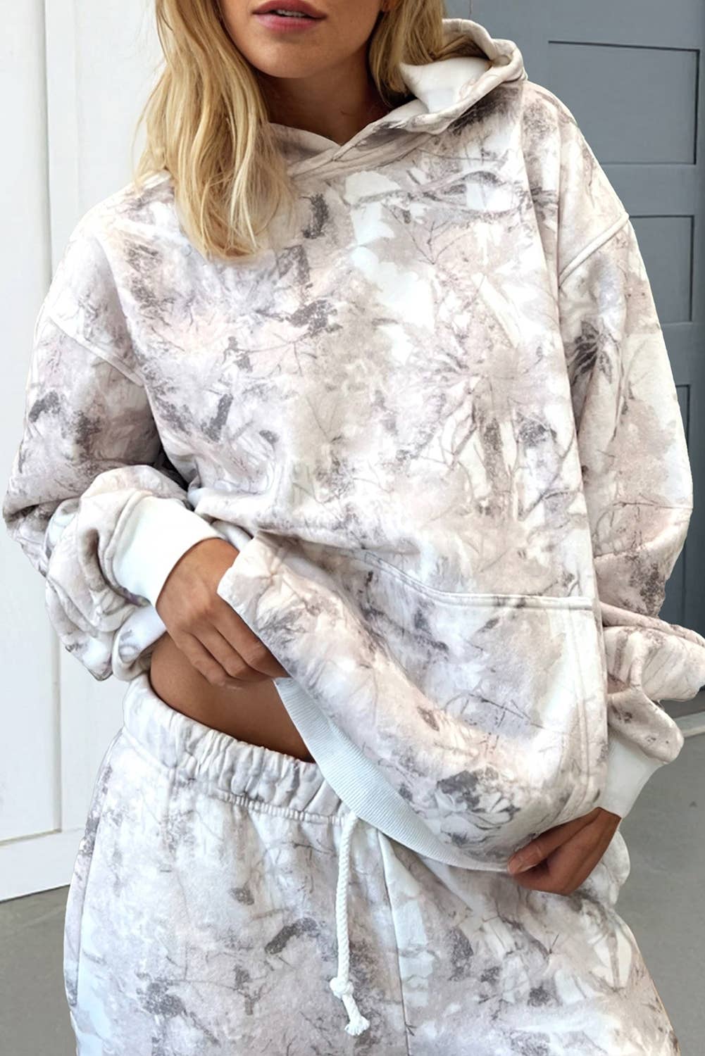 LAS Abstract Camo Baggy Pullover Drawstring Pants Set (S-XL)