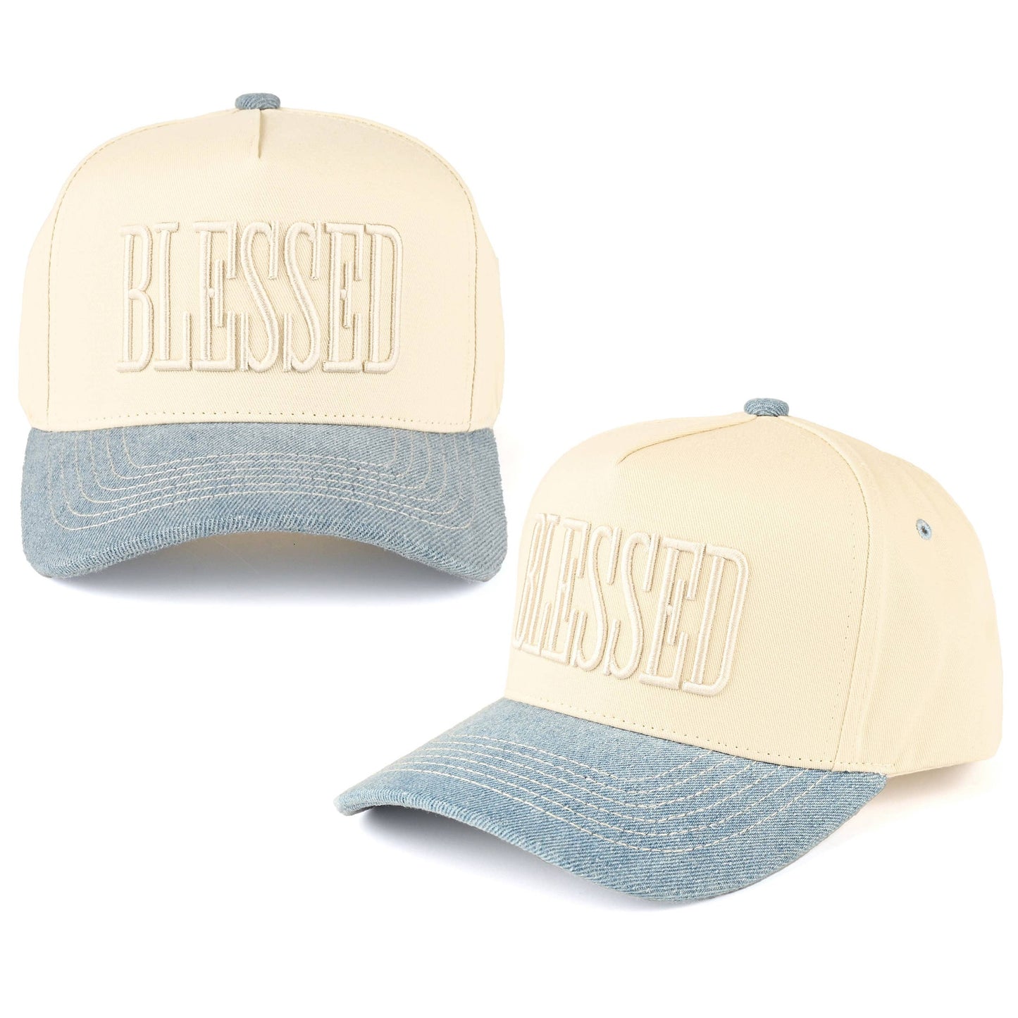 C.C BLESSED Letter Embroidered Two Tone Trucker Hat Cap