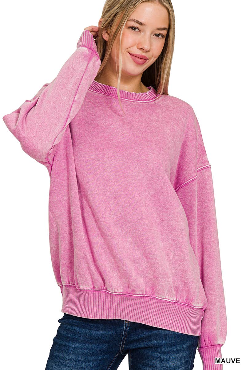 Snow Wash Fleece Pullover Sweatshirt