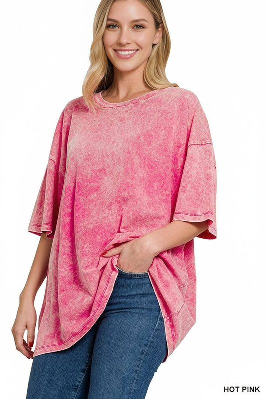 Zenana Acid Washed Cotton Oversized Tee